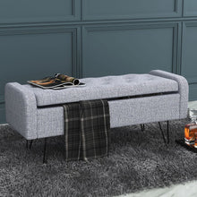 Load image into Gallery viewer, Odet Storage Ottoman/Bench in Grey with Black Leg.
