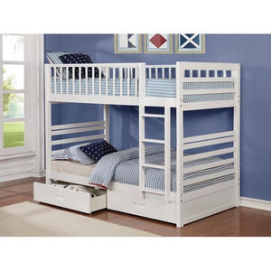 Rae Twin/Twin Bunk Beds with Storage, White
