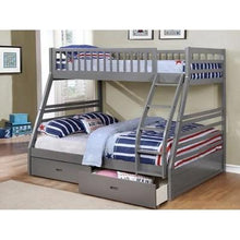 Load image into Gallery viewer, Vivian Twin/Full Bunk Beds with Storage, Grey
