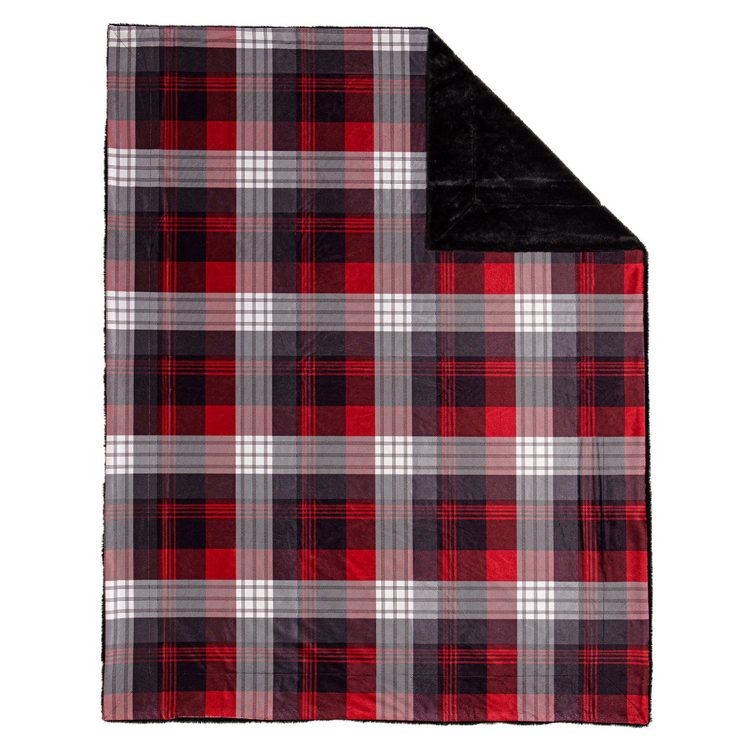 Red Plaid Reversible Throw