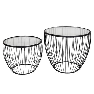 Cyclone Glass Side Tables (Set of two), Black.