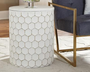 Polly White Accent Stool.