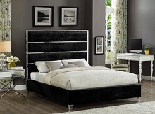 Load image into Gallery viewer, Chrome + Velvet Upholstered Bed -Black
