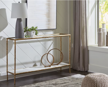 Load image into Gallery viewer, Ryandale Console Table -Antique Brass Finish
