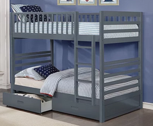 Load image into Gallery viewer, Rae Twin/Twin Bunk Beds with Storage, Grey
