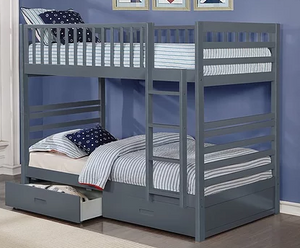 Rae Twin/Twin Bunk Beds with Storage, Grey