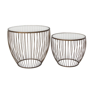 Cyclone Glass Side Tables (Set of two), Gold.
