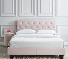 Load image into Gallery viewer, Jemma Blush Upholstered Bed.
