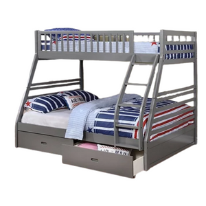 Vivian Twin/Full Bunk Beds with Storage, Grey