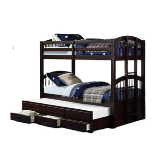 Daisy Twin/Twin + Trundle Bunk Bed With Storage, Espresso