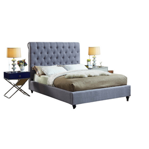 Presly Upholstered Bed, Light Grey